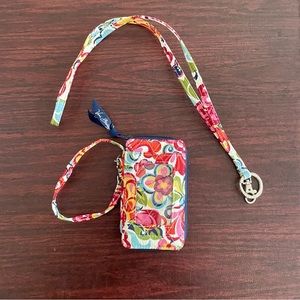 NWOT Vera Bradley Wallet & Lanyard Pink Paisley Coin ID Set Bundle